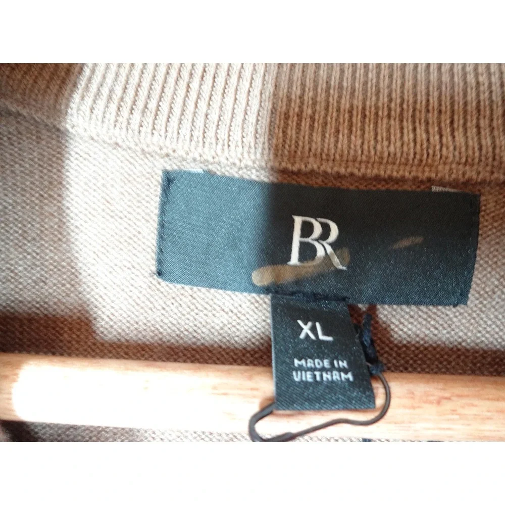 Banana Republic 100% Merino Extra Fine Wool 1/4 Zip Sweater XL Tan Camel Mock